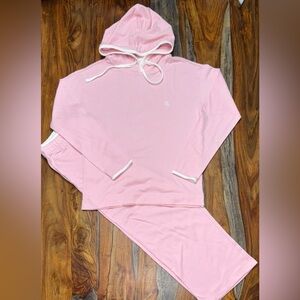 Lauren Ralph Lauren Pink Hooded Wide Leg Pants Pajama Set Soft Women’s Size S,M